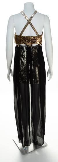 A Gianni Versace Gold Silk and Leopard Print Mini Dress, Size 42.