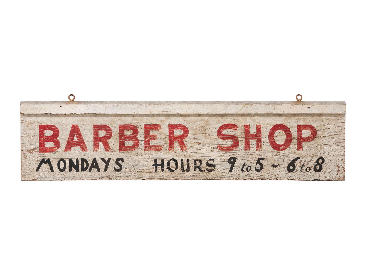 A Painted Wood Barbershop Sign