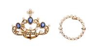 A Collection of Yellow Gold and Seed Pearl Pendant/Brooches, 4.00 dwts.