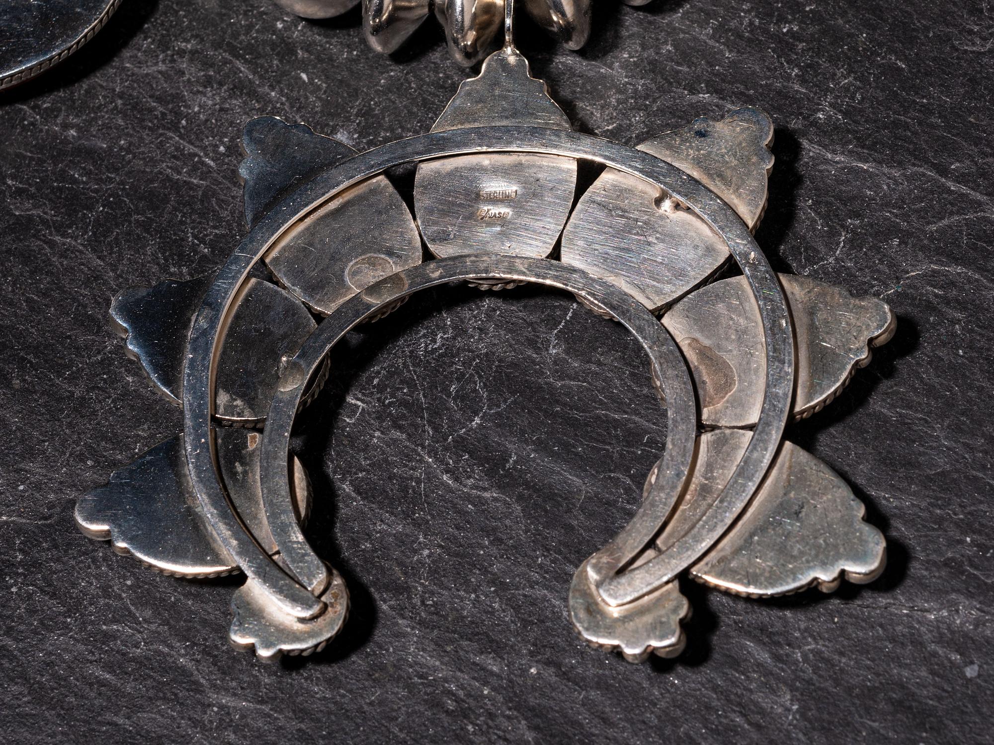 Navajo Sterling Silver and Spiny Oyster Squash Blossom Necklace