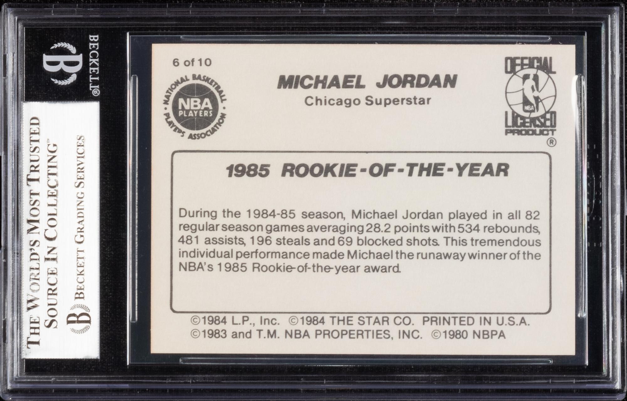 A 1986 Michael Jordan Star Set 1985 Rookie of The Year Card No. 6 (BGS 9 MINT)