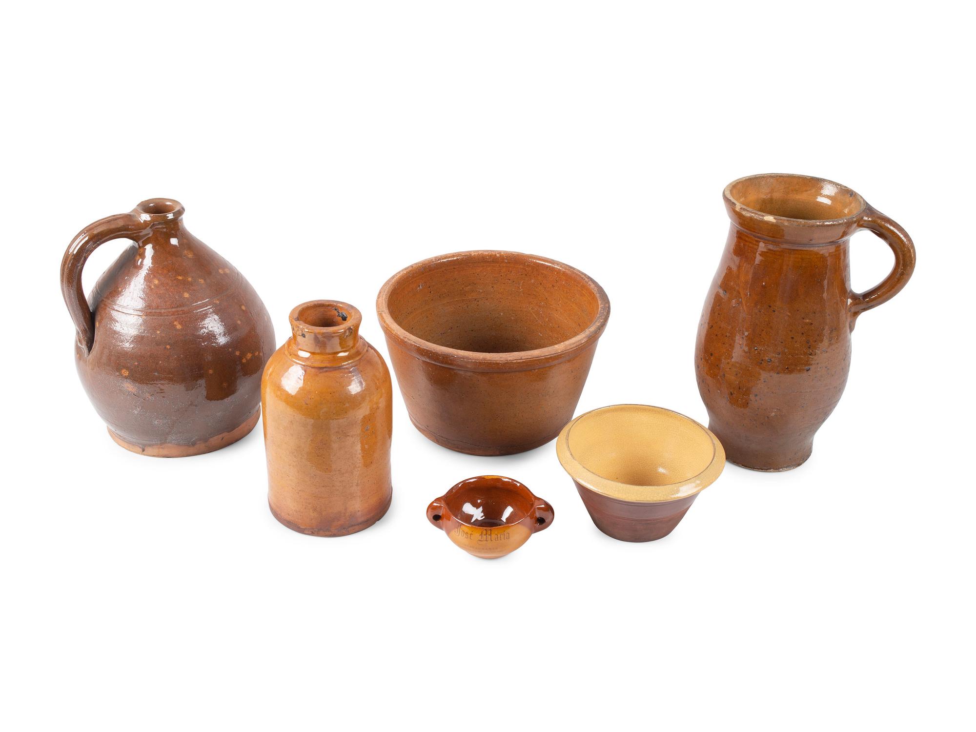 Six Redware Vessels