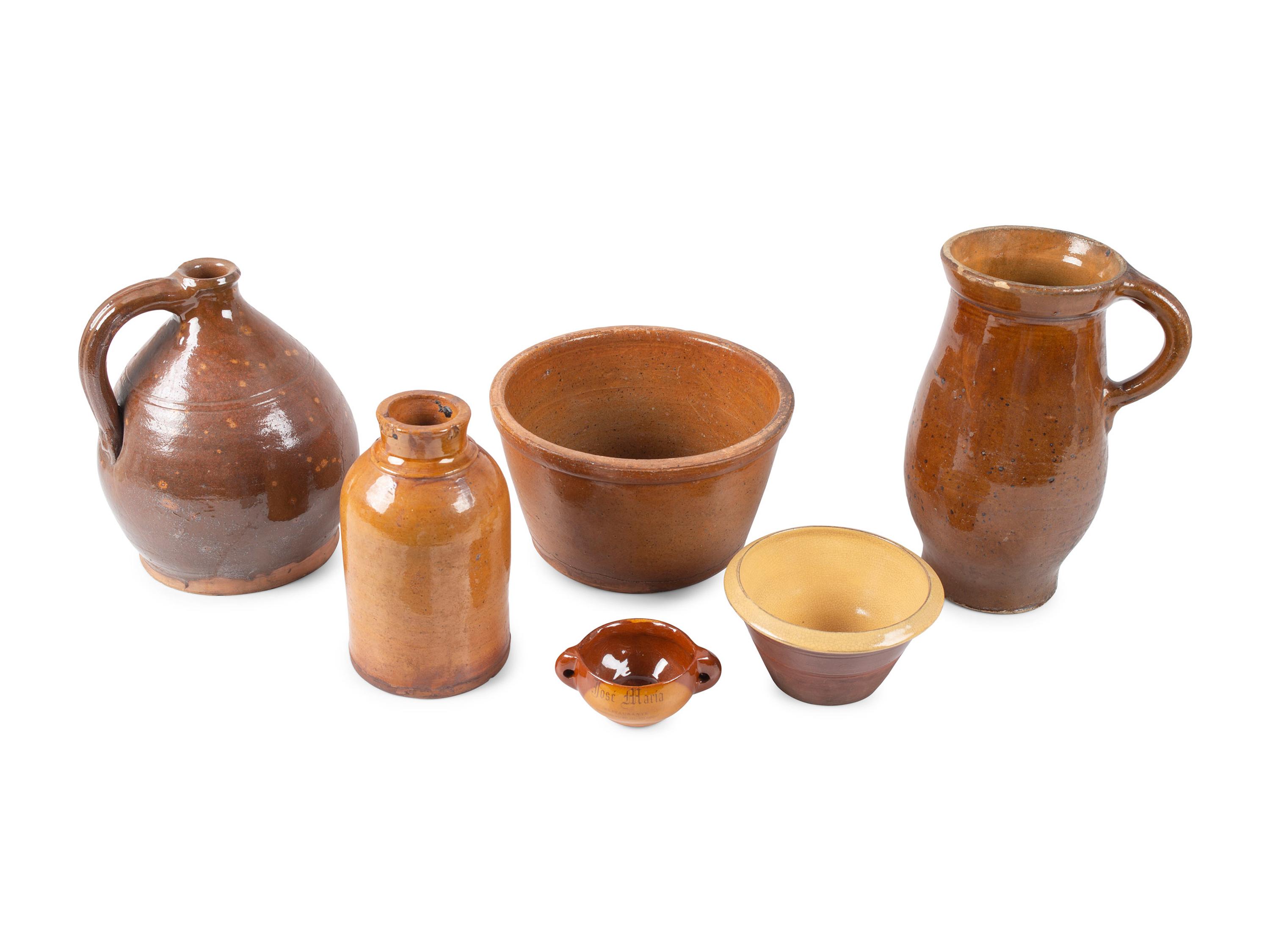 Six Redware Vessels