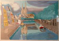 Georges Lambert, (French, 1919-1998), Pair of Harbor Views