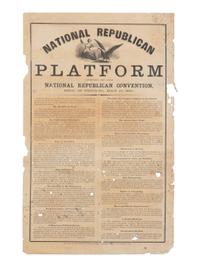 [LINCOLN-HAMLIN CAMPAIGN]. National Republican Platform Adopted by the National Republican Convention, held in Chicago, May 17, 1860 . Chicago: Press & Tribune Office, 1860.