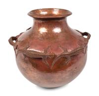 Hammered Copper Olla, with Lizards