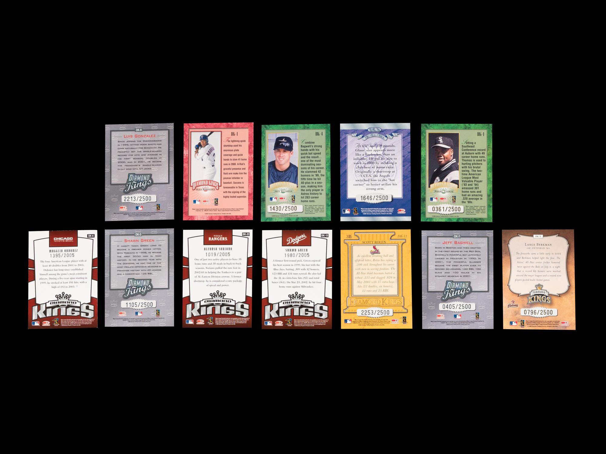A Group of 12 2000-2005 Donruss Diamond Kings Signed Autograph Baseball Cards,