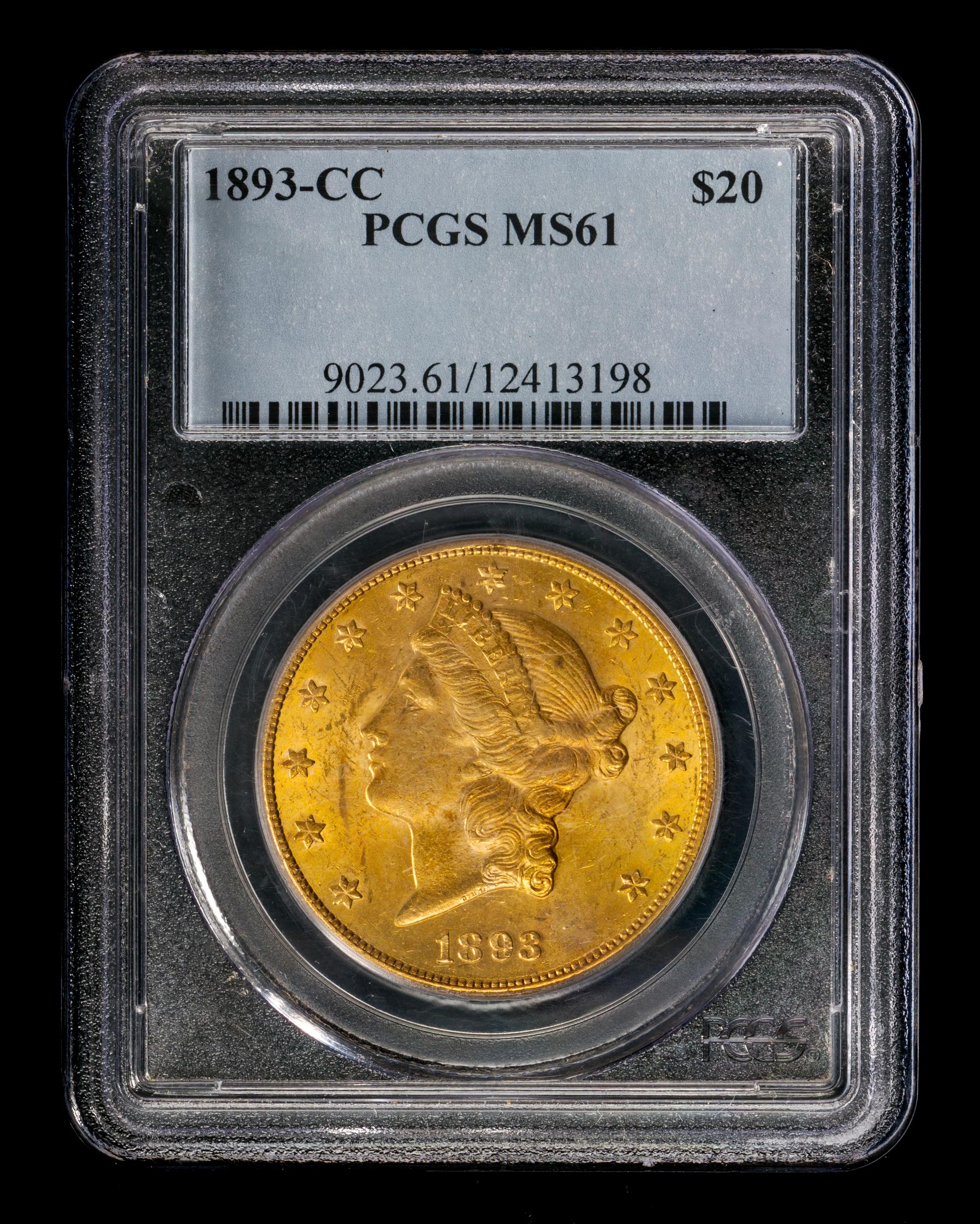 A United States 1893-CC Liberty Head $20 Gold Coin