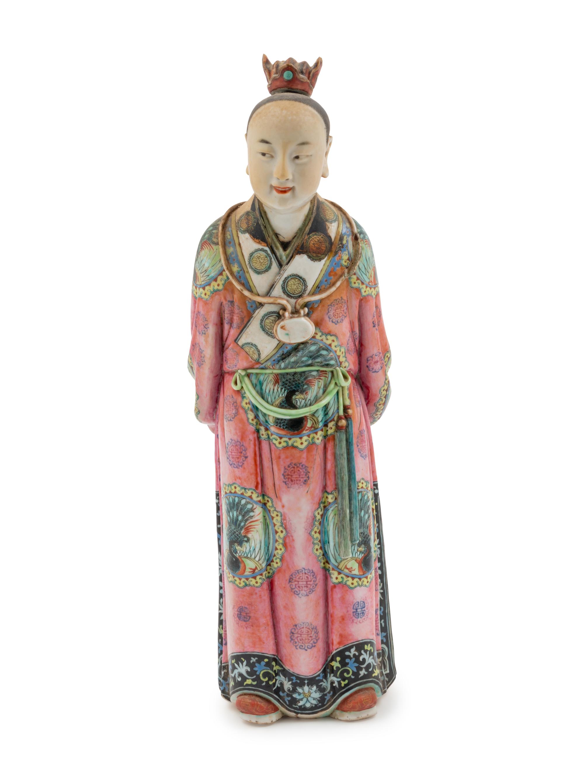 A Chinese Famille Rose Porcelain Figure of Jia Baoyu