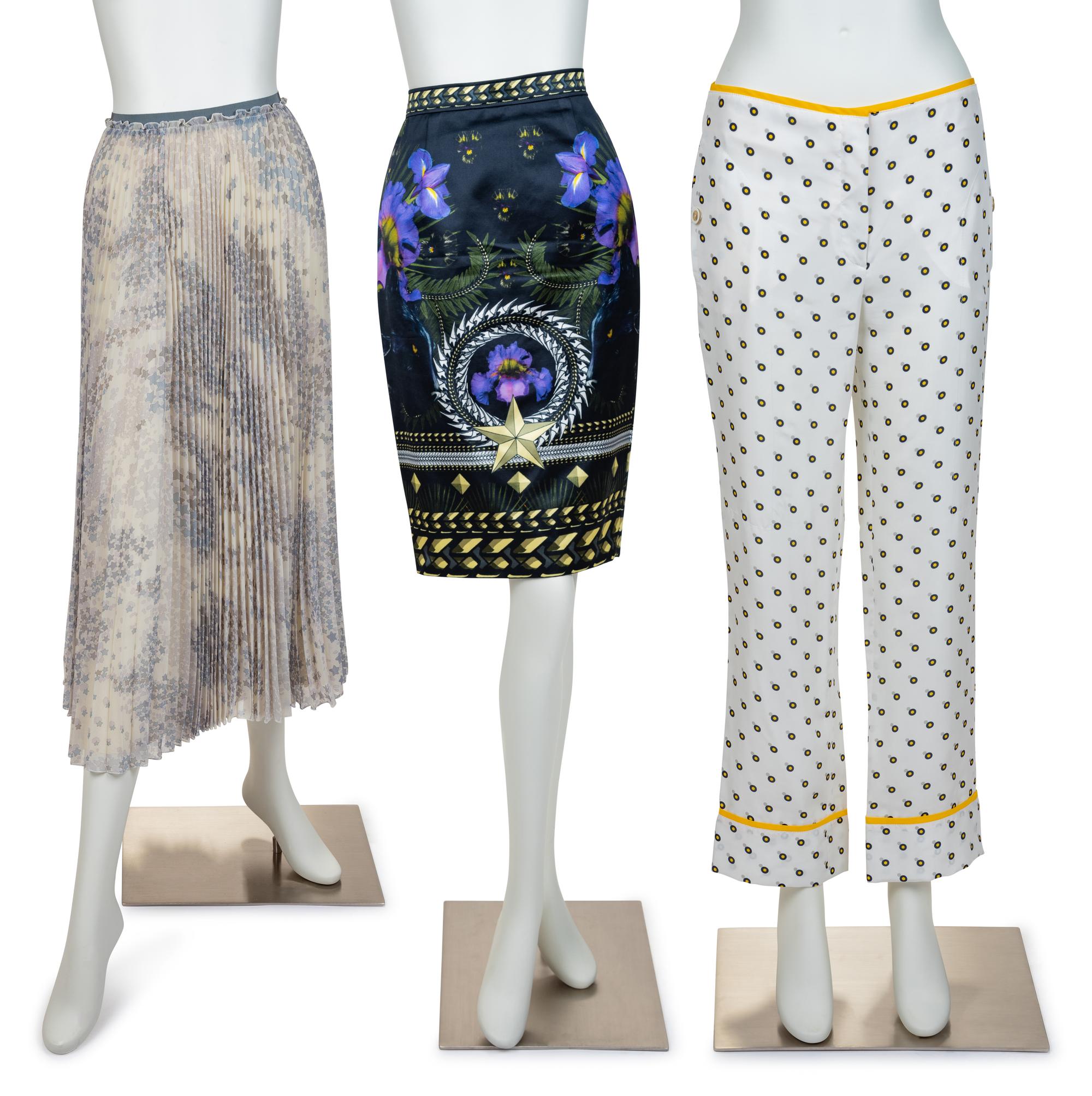 Three Designer Items: Givenchy & Fendi Pants, Valentino Skirt, 2000-10s
