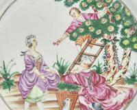 A Chinese Export Porcelain Plate Depicting "The Cherry Pickers"