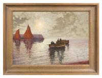 Artist Unknown, (French, Late 19th/Early 20th Century), Moonlight Rowers
