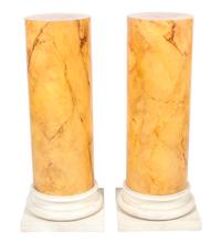 Two Faux Marble Yellow Columns Height 42 inches.