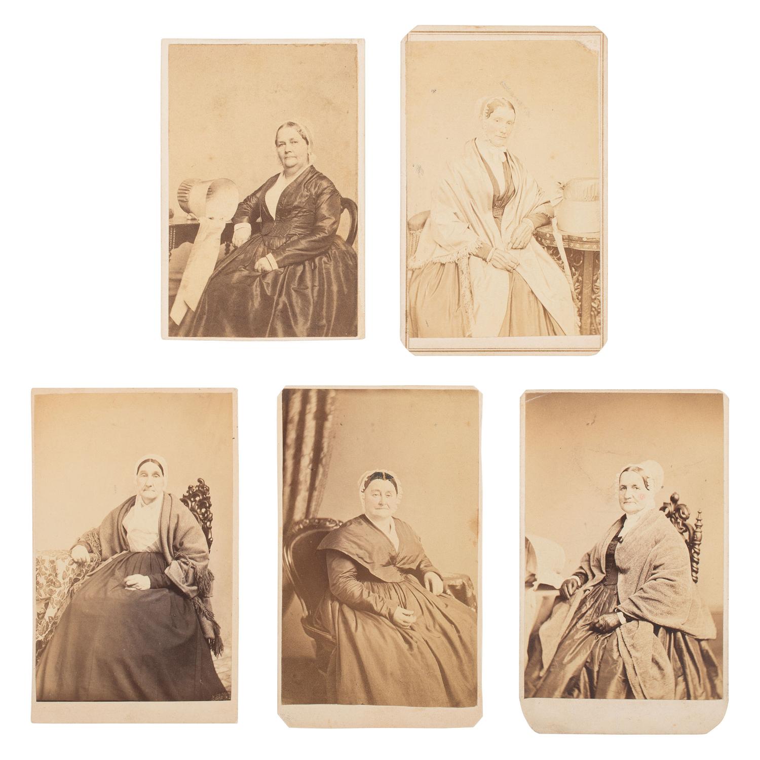 [Early Photography] Group of 19 Photographs of Quakers, incl. Lucretia Mott and Brigflatts Meeting House.