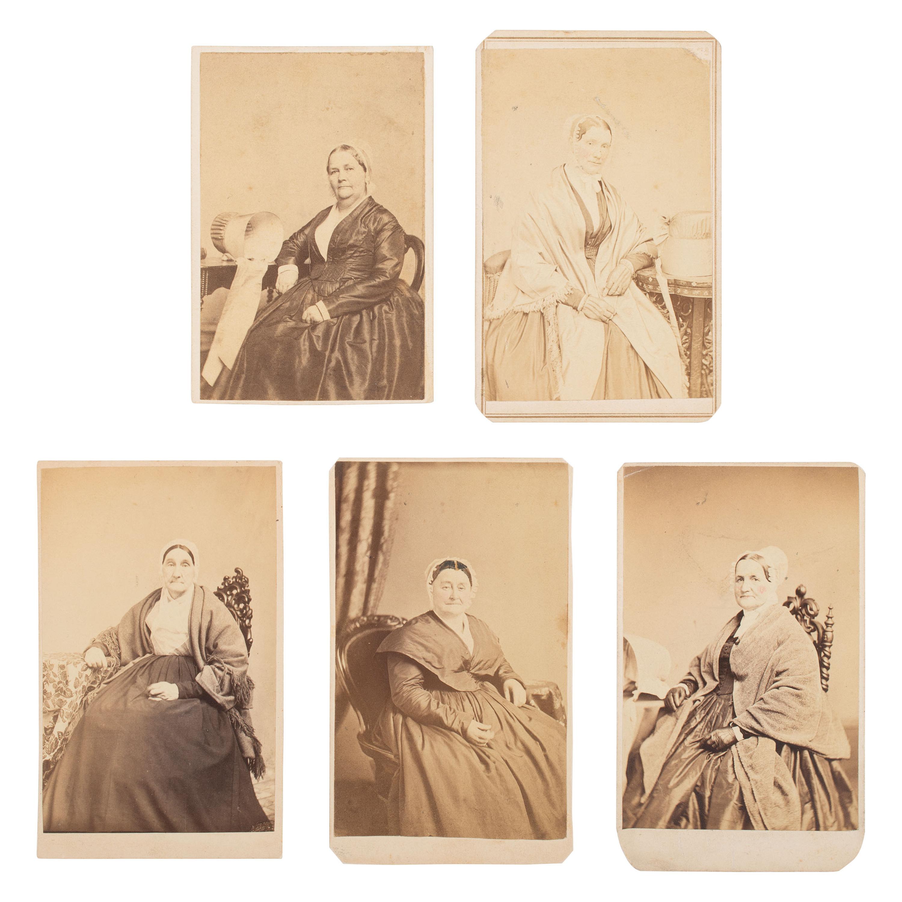 [Early Photography] Group of 19 Photographs of Quakers, incl. Lucretia Mott and Brigflatts Meeting House.