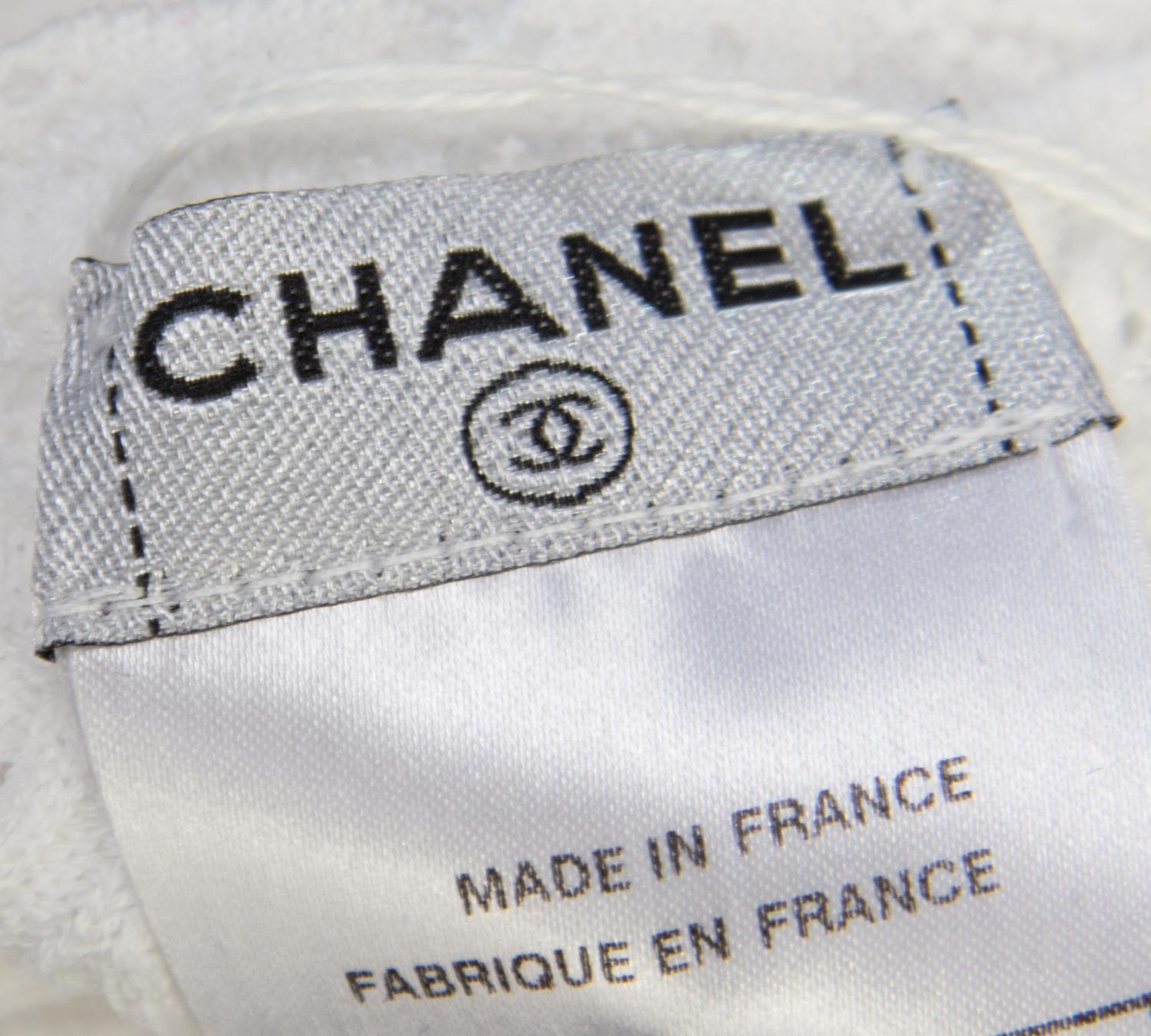 A Pair of Chanel White Cotton Tops, Size 40, size 38.