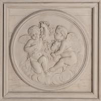 A Set of Four Neoclassical Style Gray-Painted Wood Roundels