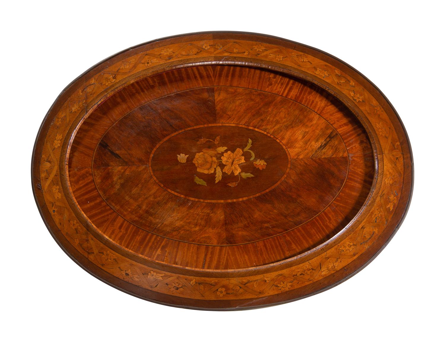 A Near Pair of Louis XV Style Gilt Bronze Mounted Marquetry Low Tables
