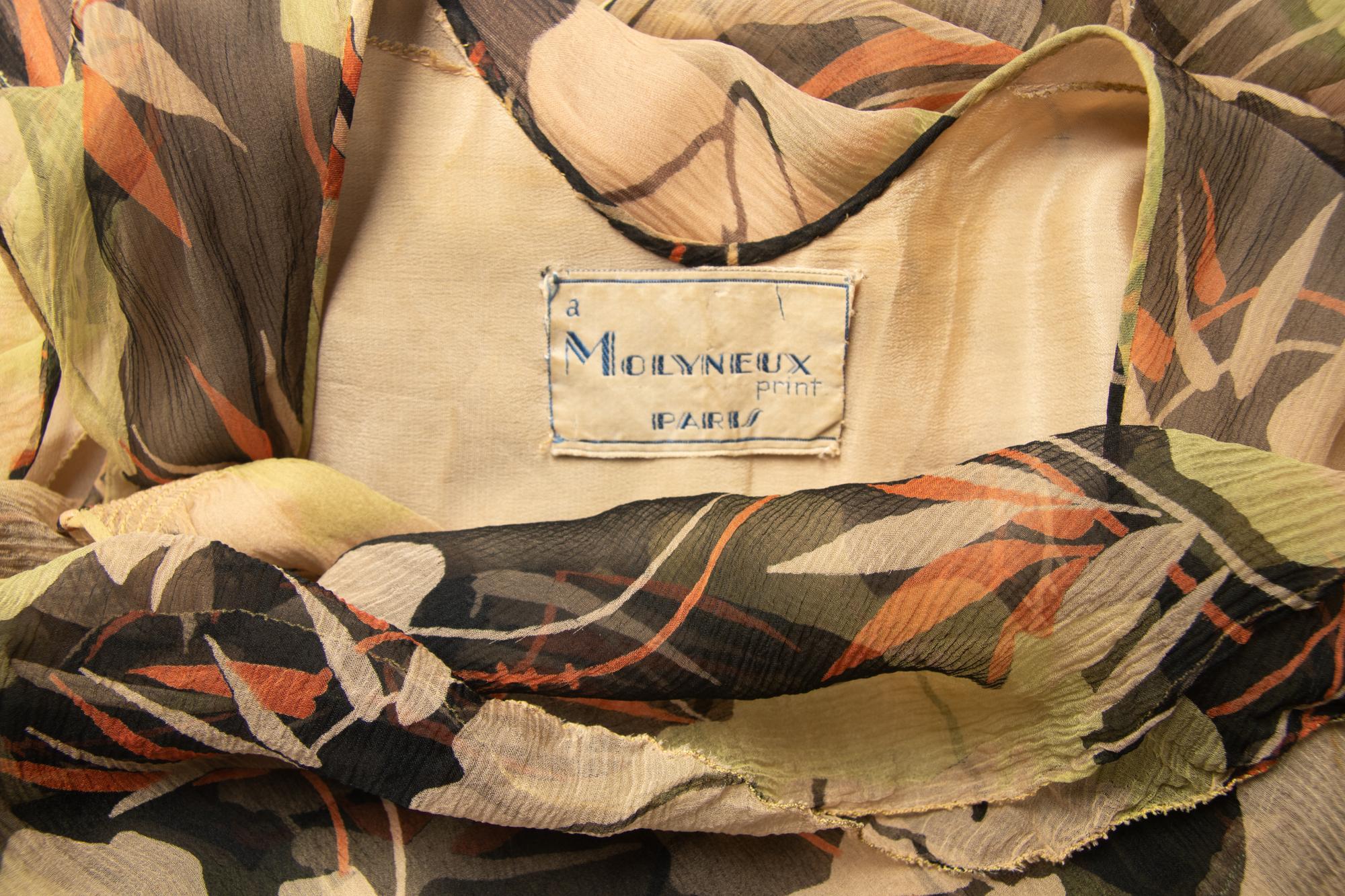 Molyneux Print Chiffon Gown and Cape, 1930s