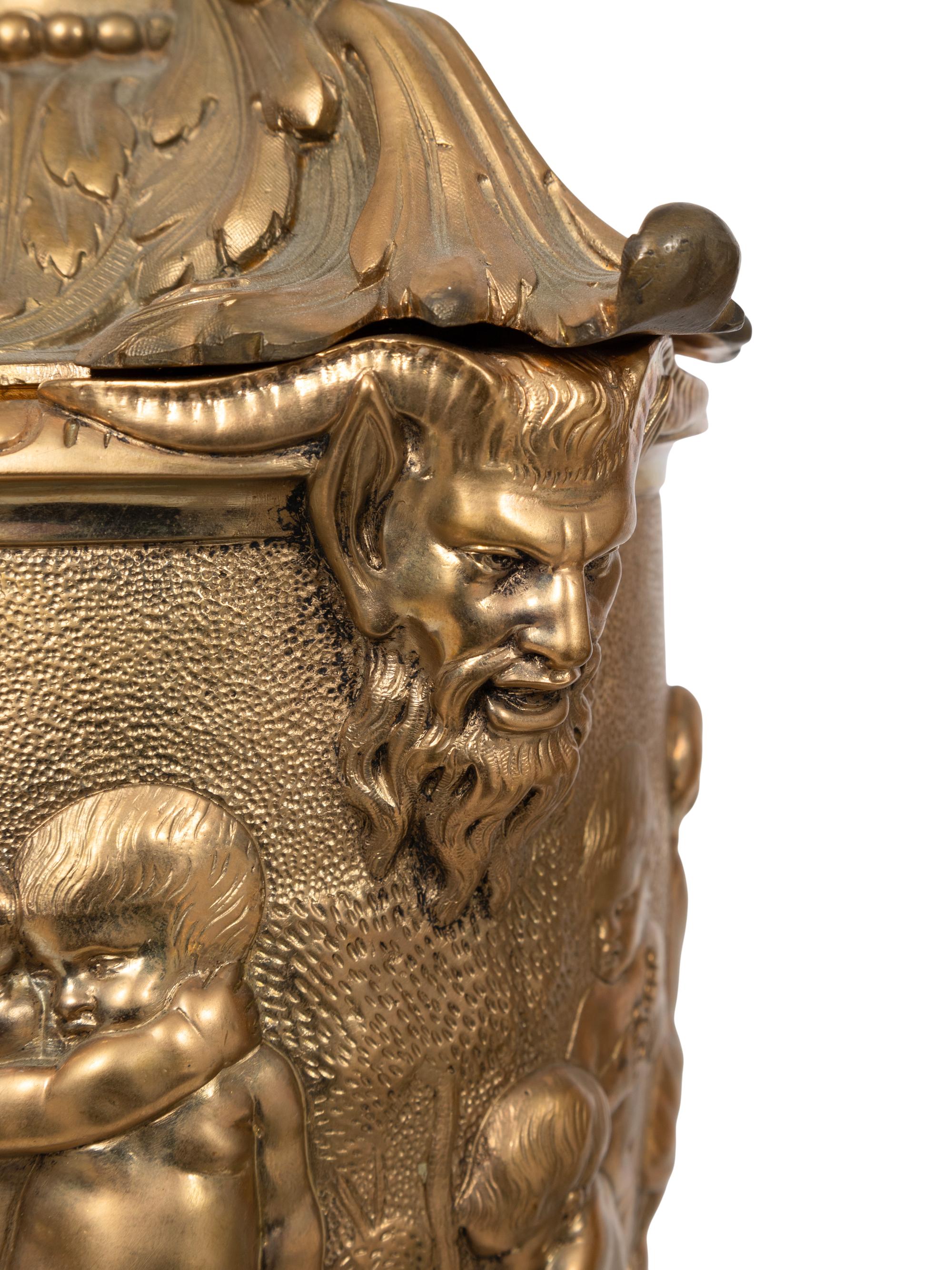 A Pair of French Gilt Bronze Ornamental Lidded Urns