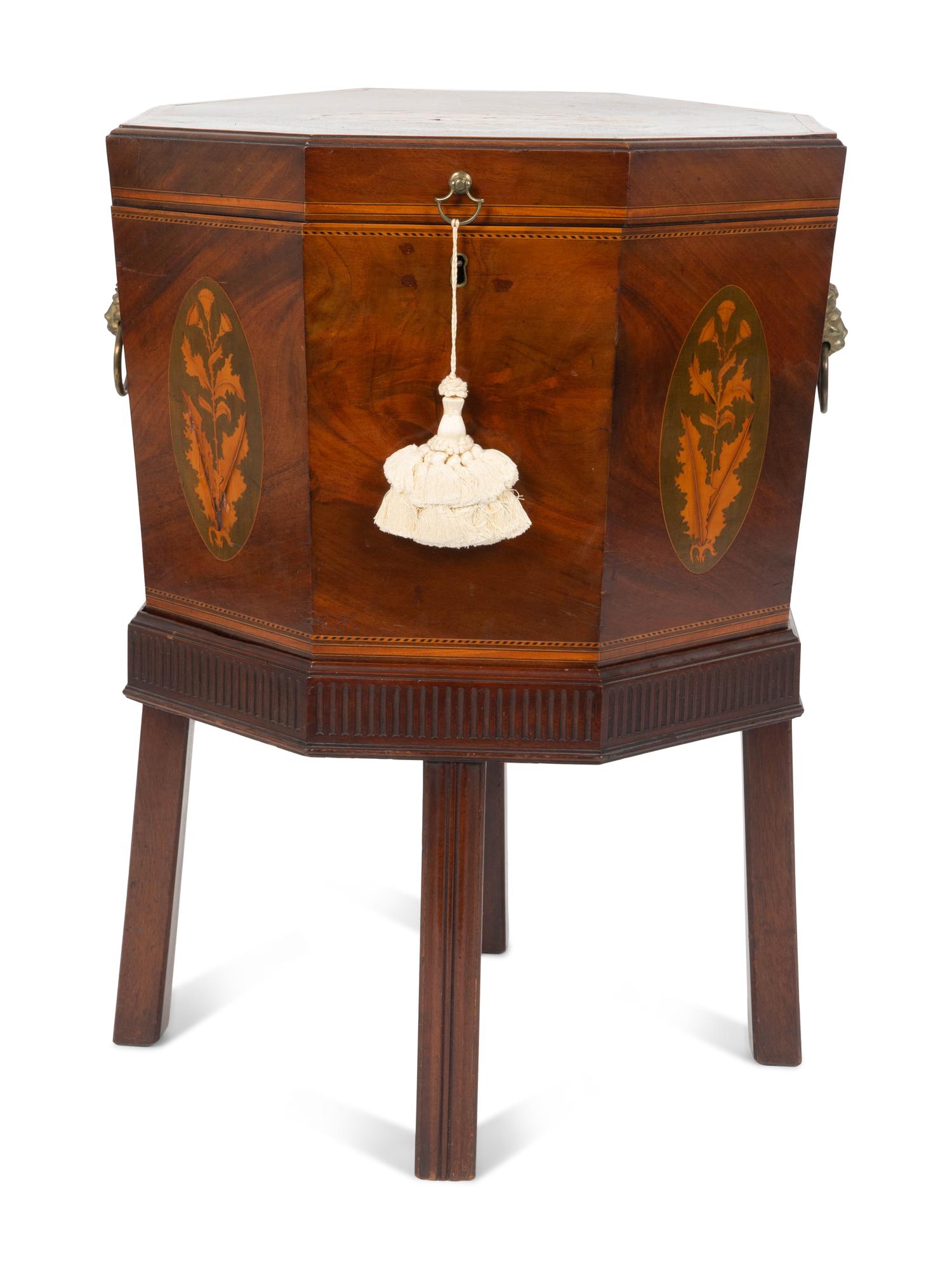 A George III Mahogany Marquetry Cellarette — 19TH CENTURY