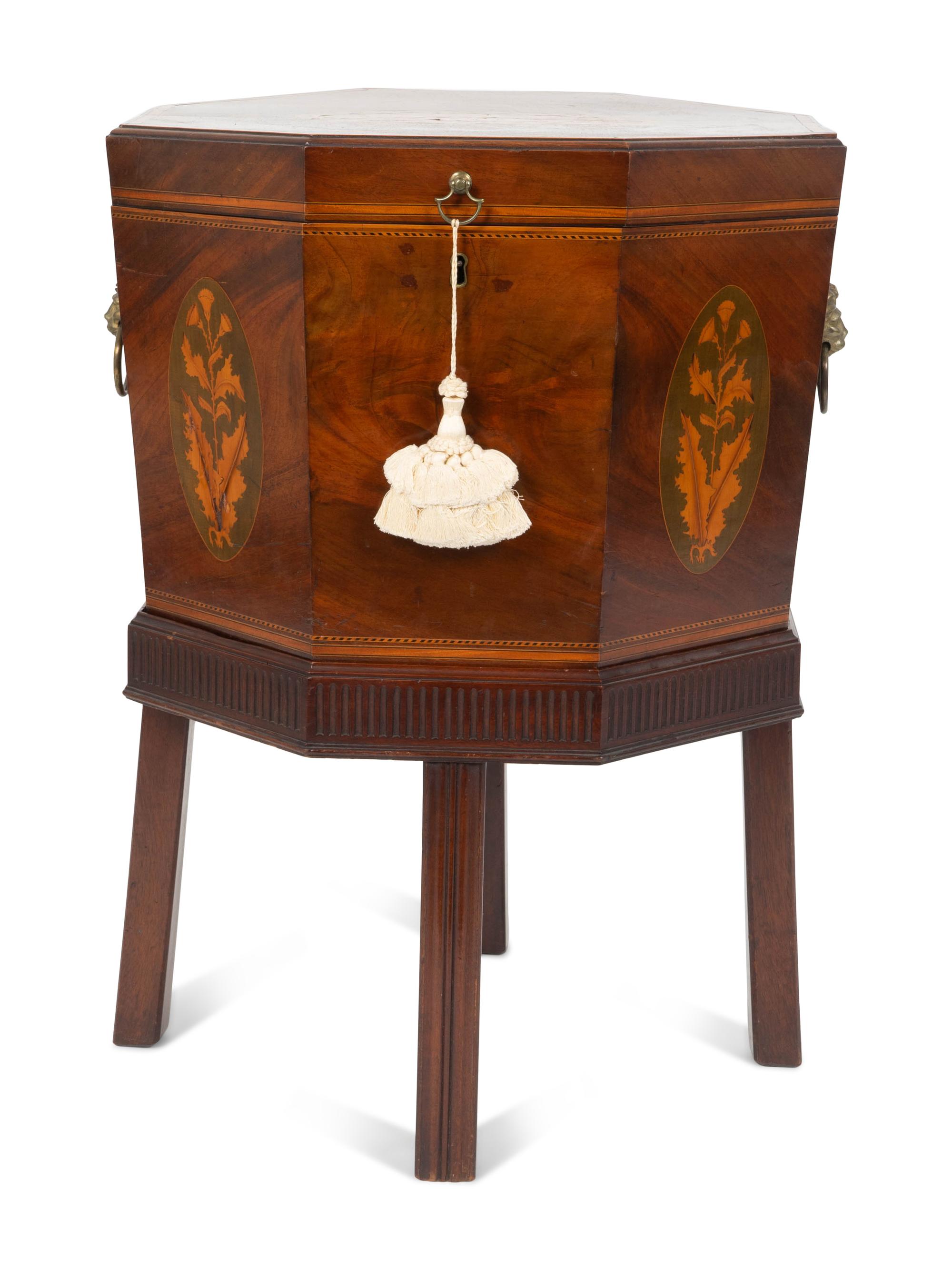 A George III Mahogany Marquetry Cellarette — 19TH CENTURY