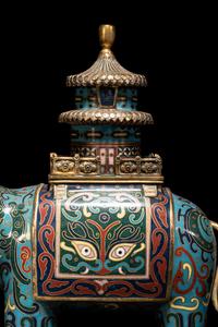 A Chinese Cloisonne Enamel Elephant-Form Incense Burner
