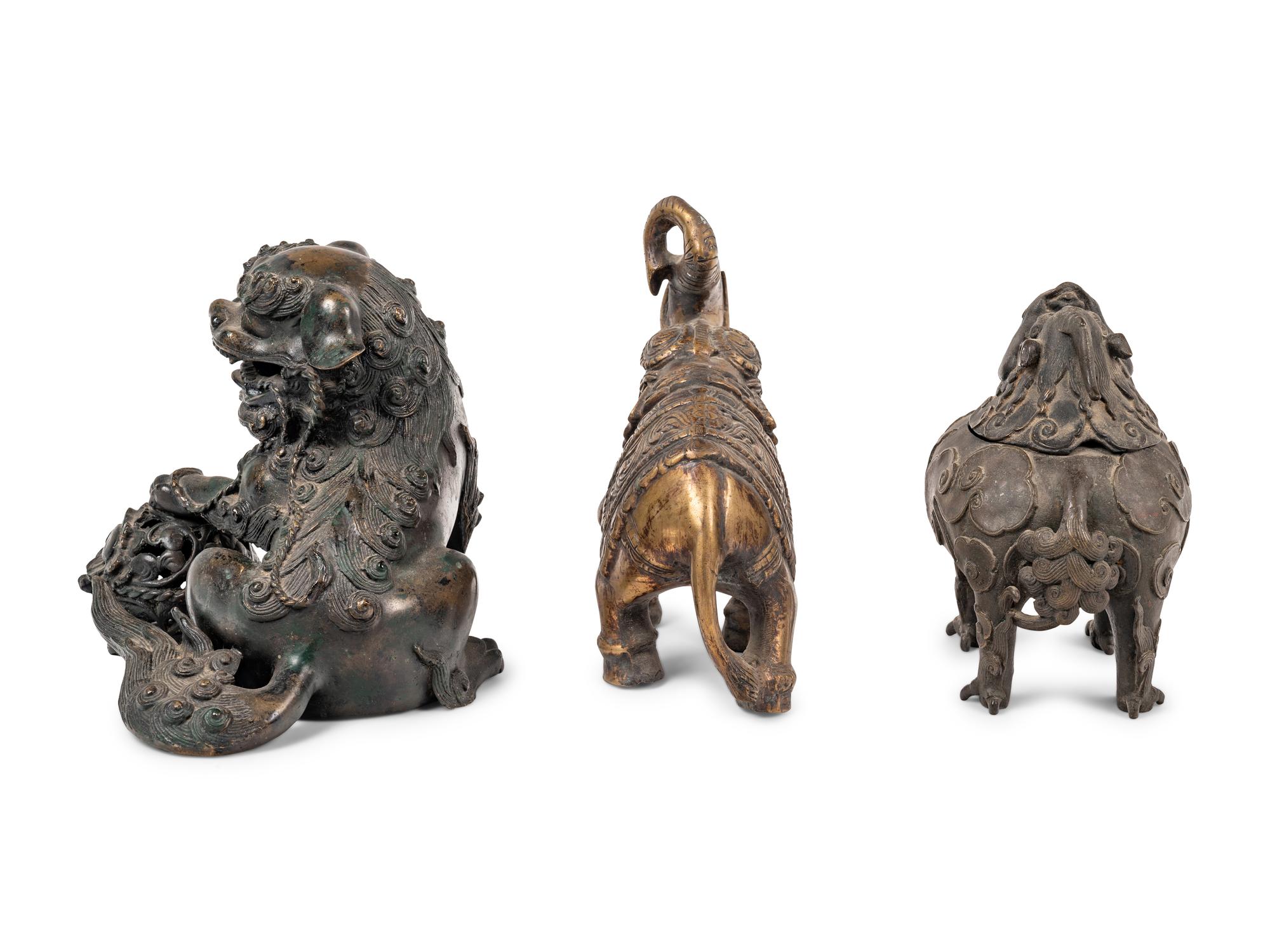 Three Chinese Bronze Figures of Animals