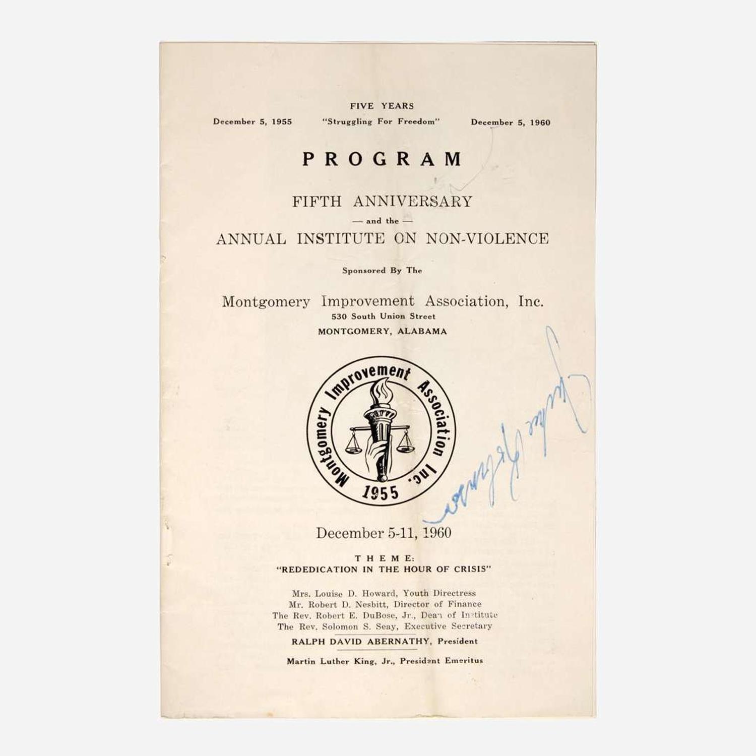 [African-Americana] Robinson, Jackie Montgomery Improvement Association Program, signed
