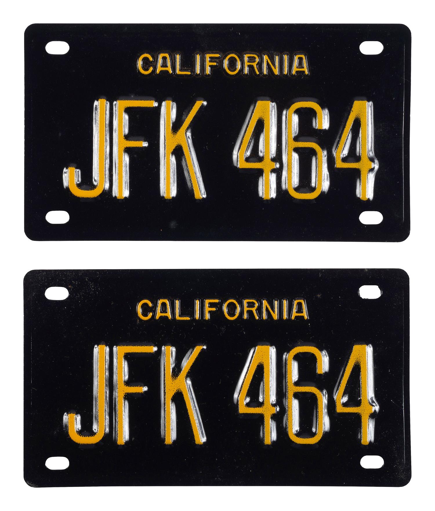 [KENNEDY, John F. (1917-1963)]. A group of 2 license plates, highlighted by anti-second term example.