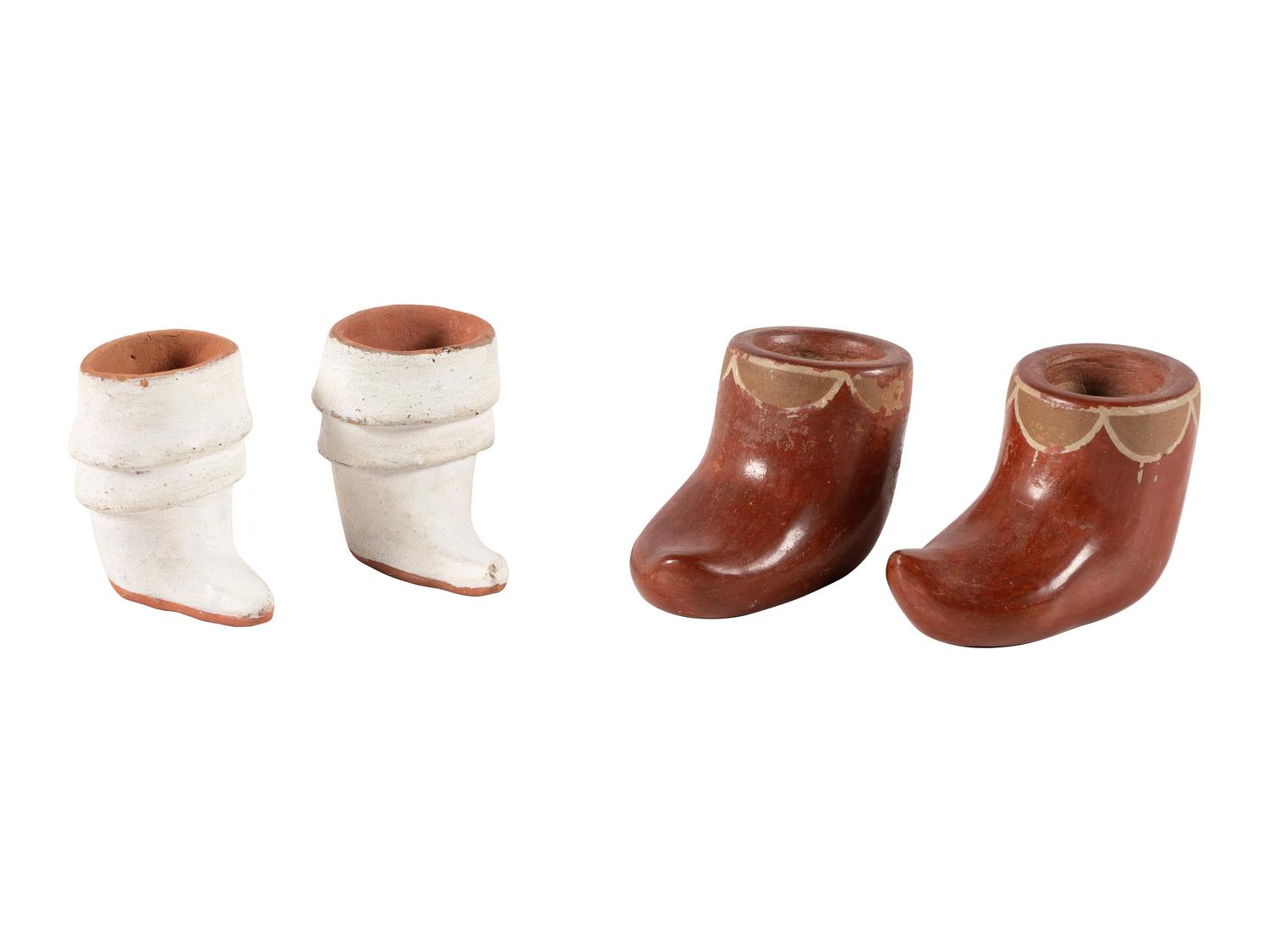 Two Pairs of Pottery Moccasins