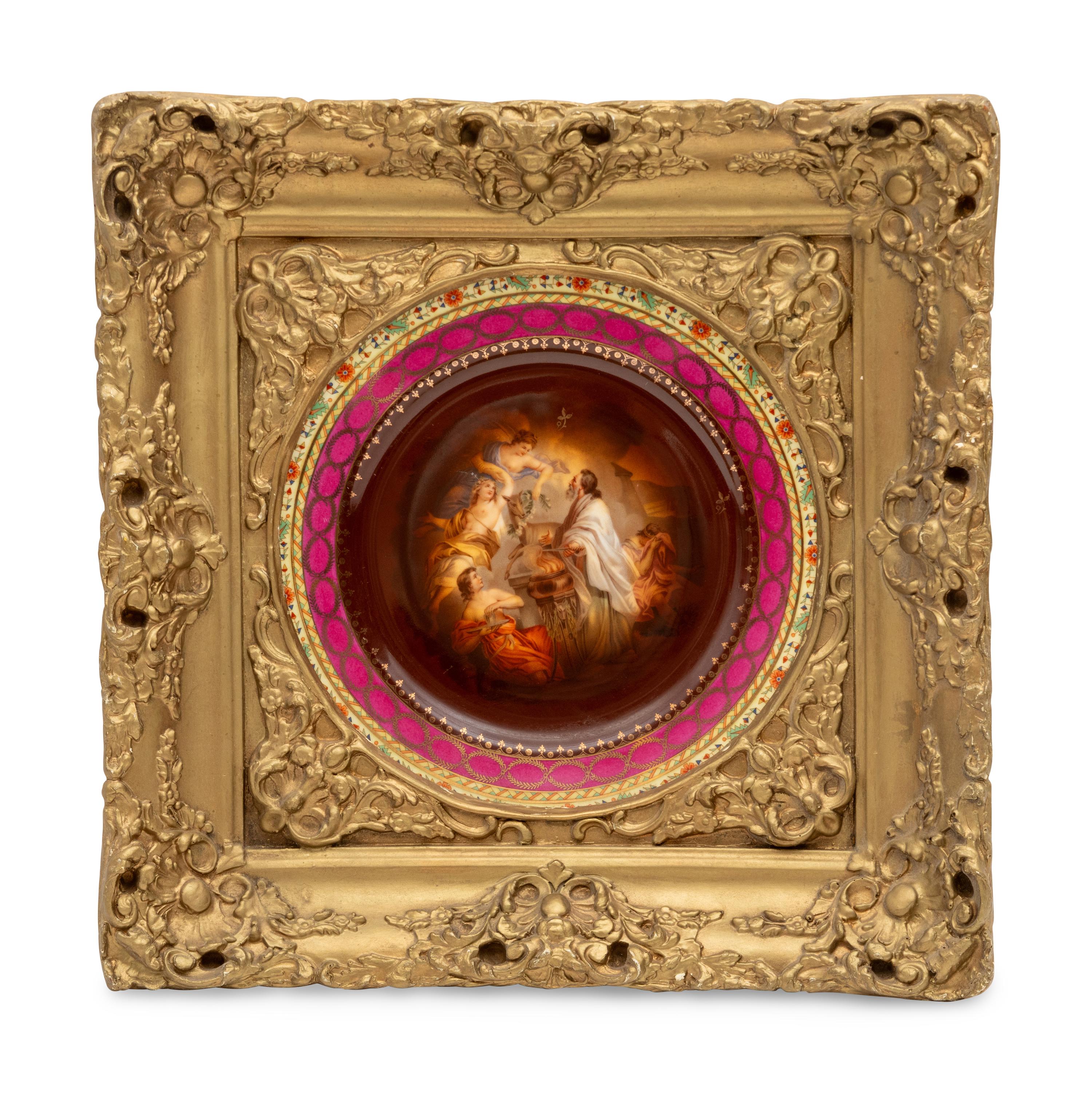 A Vienna Style Porcelain Charger in a Composite Frame
