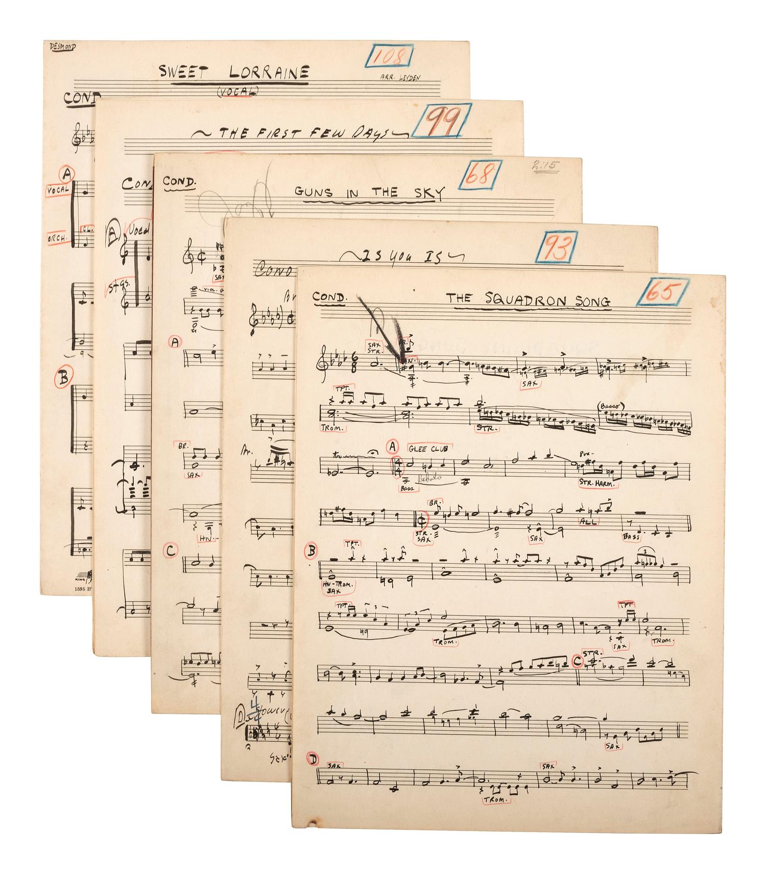 [WORLD WAR II] -- [MILLER, Glenn (1904-1944)]. World War II-era archive of manuscript scores and ephemera related to the Glenn Miller Army Air Force Band and associated musicians and orchestras.