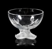 Lalique, an Igor pattern molded and frosted glass footed bowl