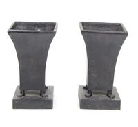 A Pair of Bronze Footed Urns Height 9 1/2 inches each.