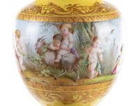 A Sèvres Style Gilt Bronze Mounted Painted and Parcel Gilt Porcelain Banquet Lamp
