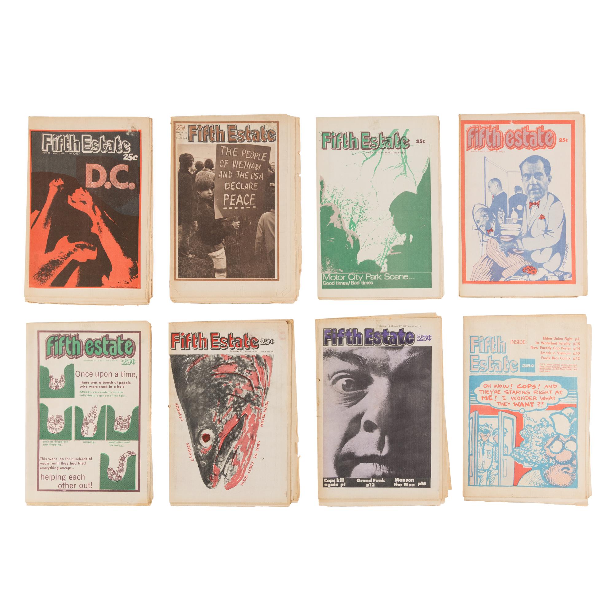 [Counter-culture] Werbe, Peter (editor). Group of 8 issues of "The Fifth Estate"