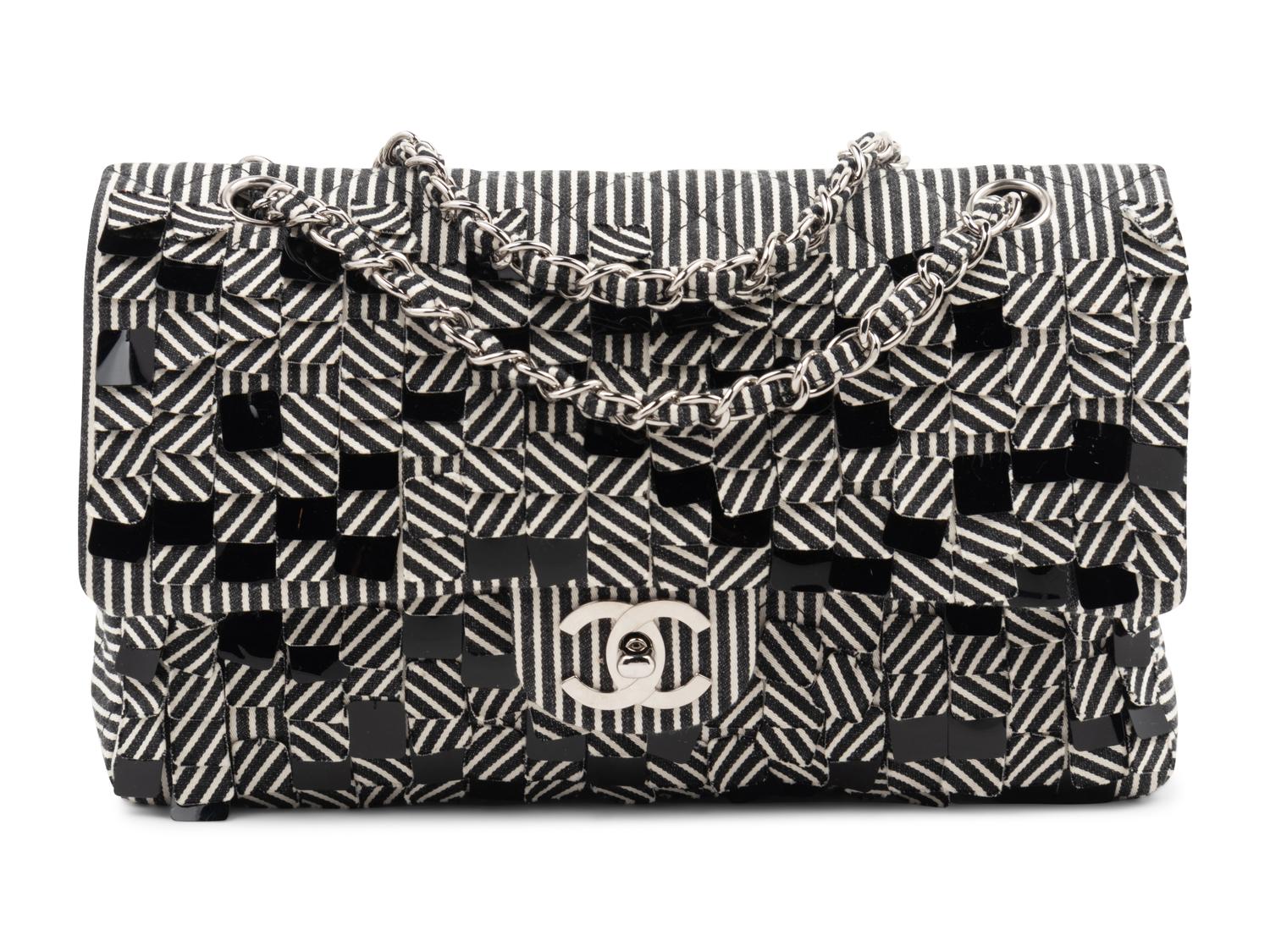Chanel Striped Denim Double Flap Bag, 2006-2008