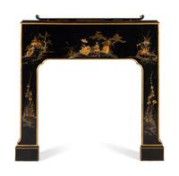 A Georgian Style Black Japanned Fireplace Mantel