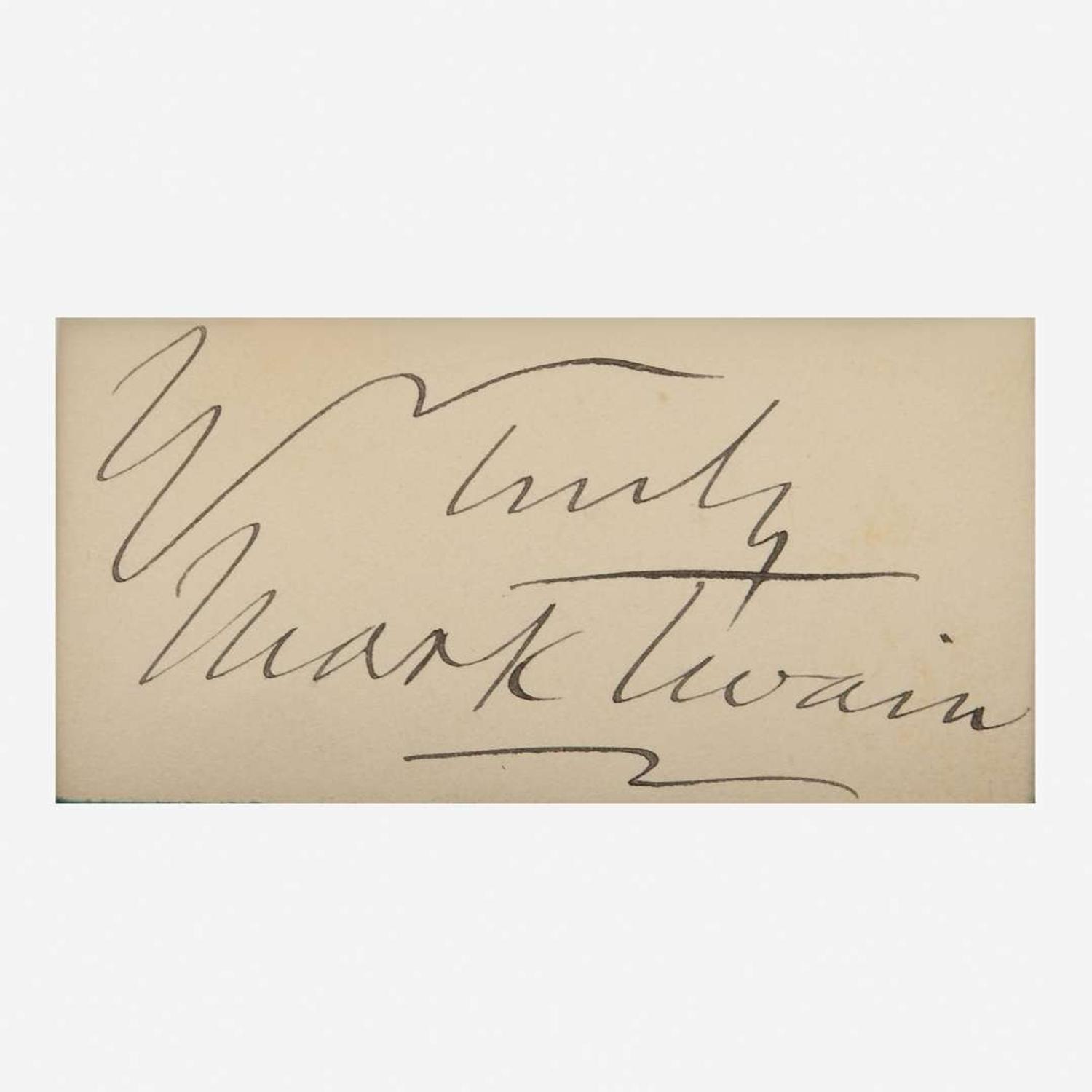 [Literature] Twain, Mark (Samuel L. Clemens) Cut Inscription