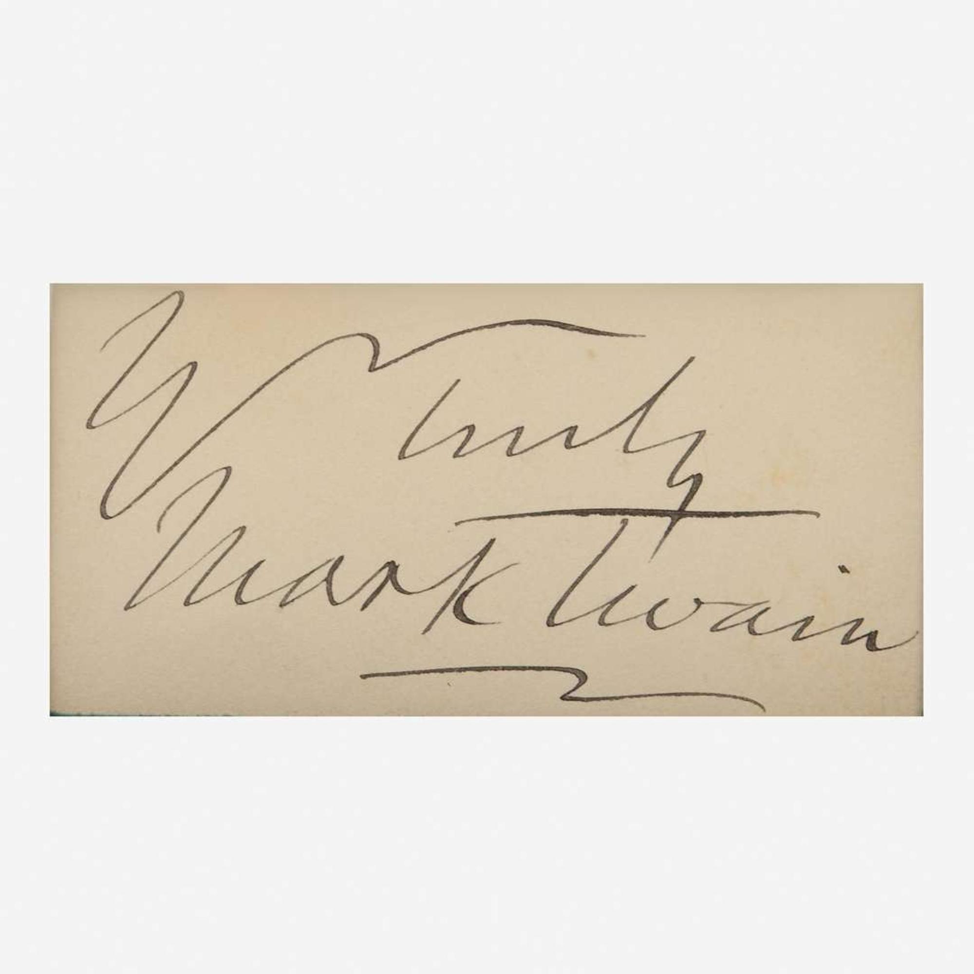 [Literature] Twain, Mark (Samuel L. Clemens) Cut Inscription
