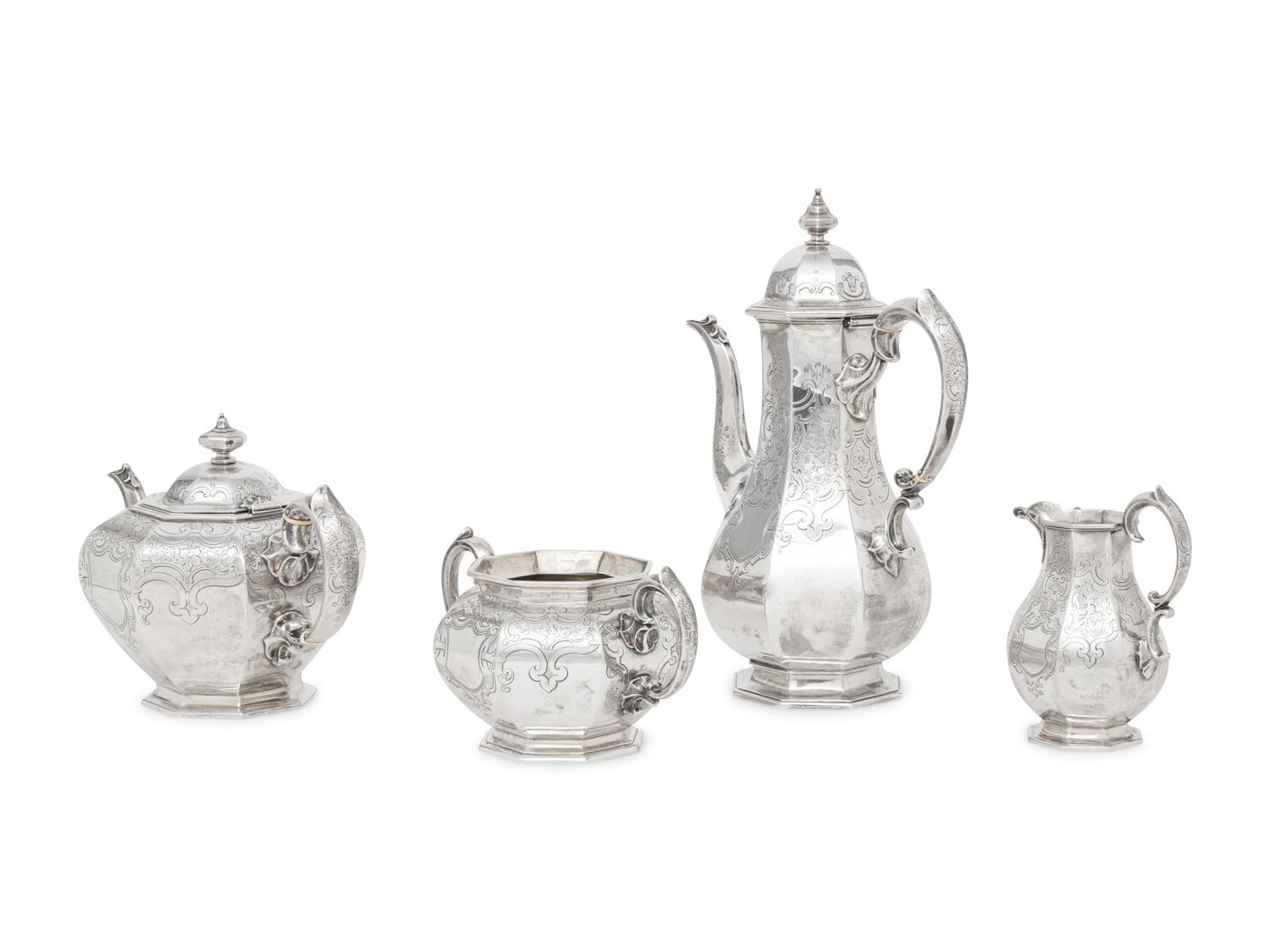 A Victorian Silver Four-Piece Tea Service