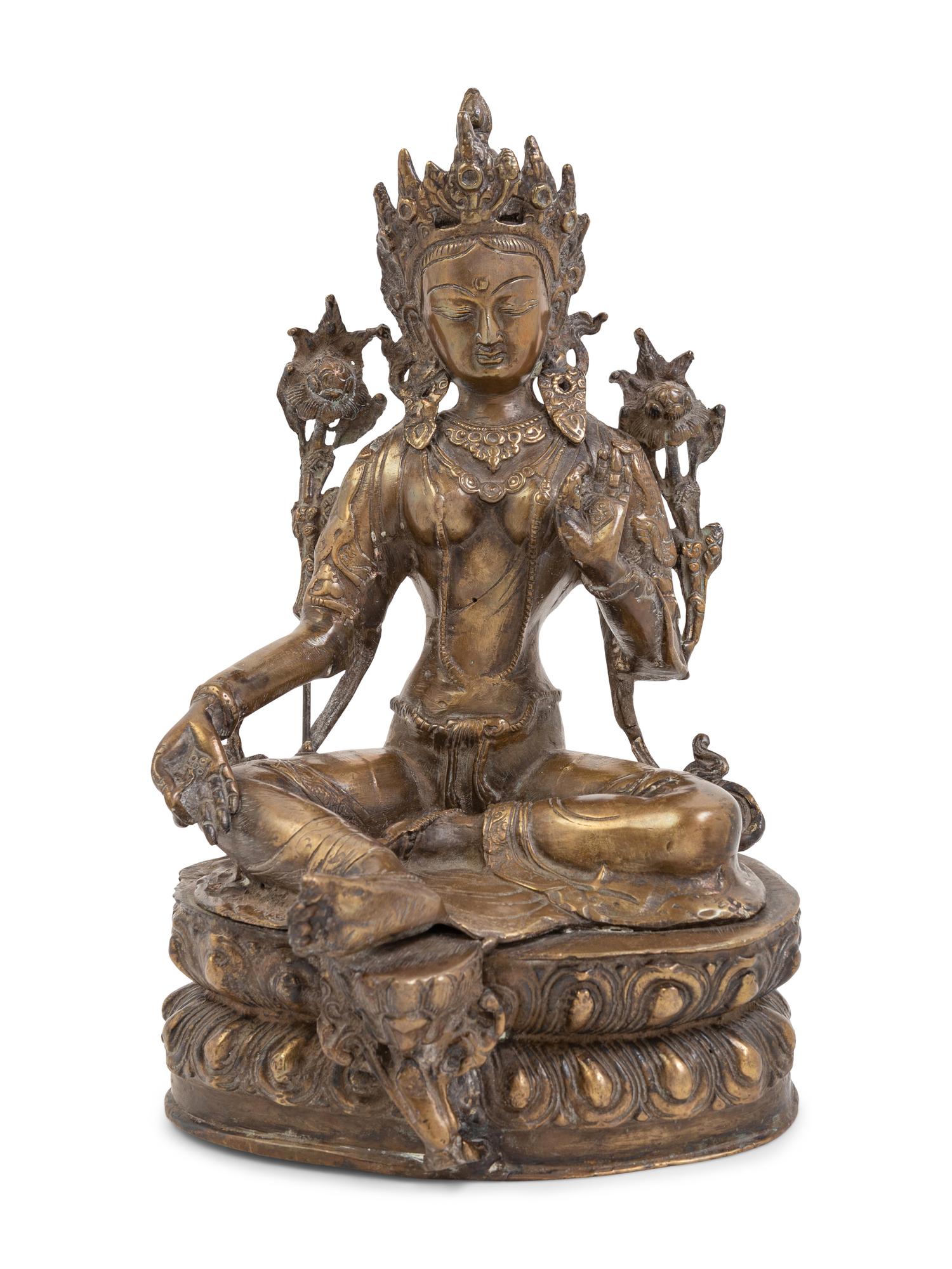 A Sino-Tibetan Gilt Bronze Figure of Tara