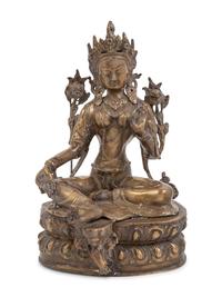 A Sino-Tibetan Gilt Bronze Figure of Tara