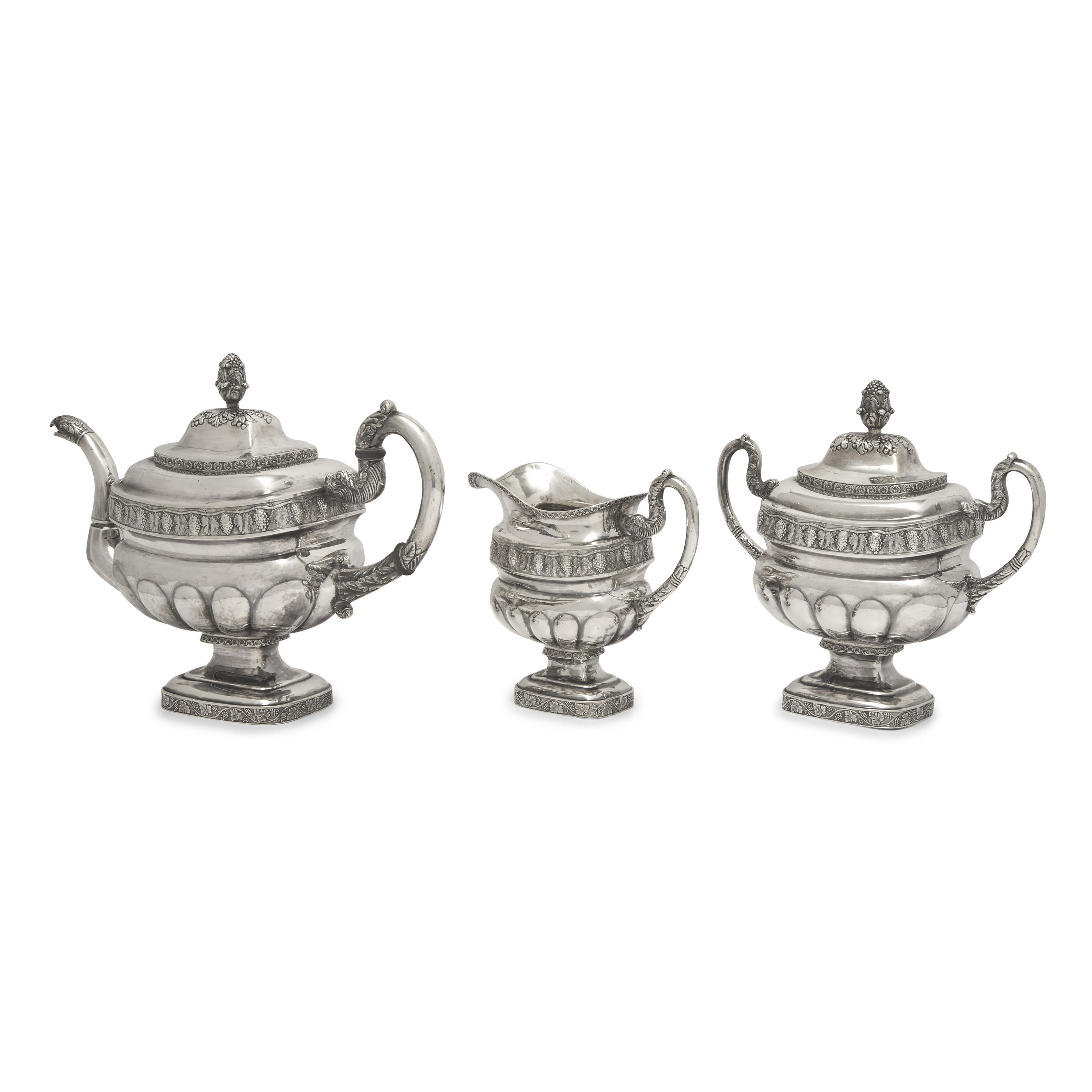 A Federal Three-Piece Silver Tea Service