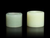 Two Chinese Celadon Jade Archer's Rings