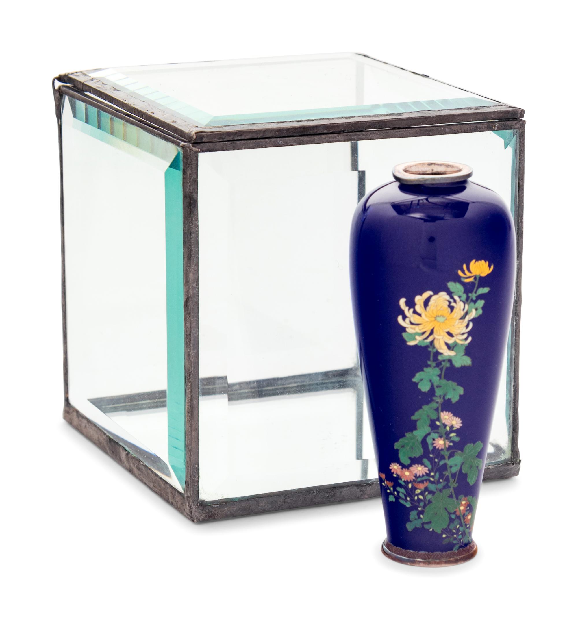 A Fine Blue Ground Cloisonné 'Chrysanthemum' Vase