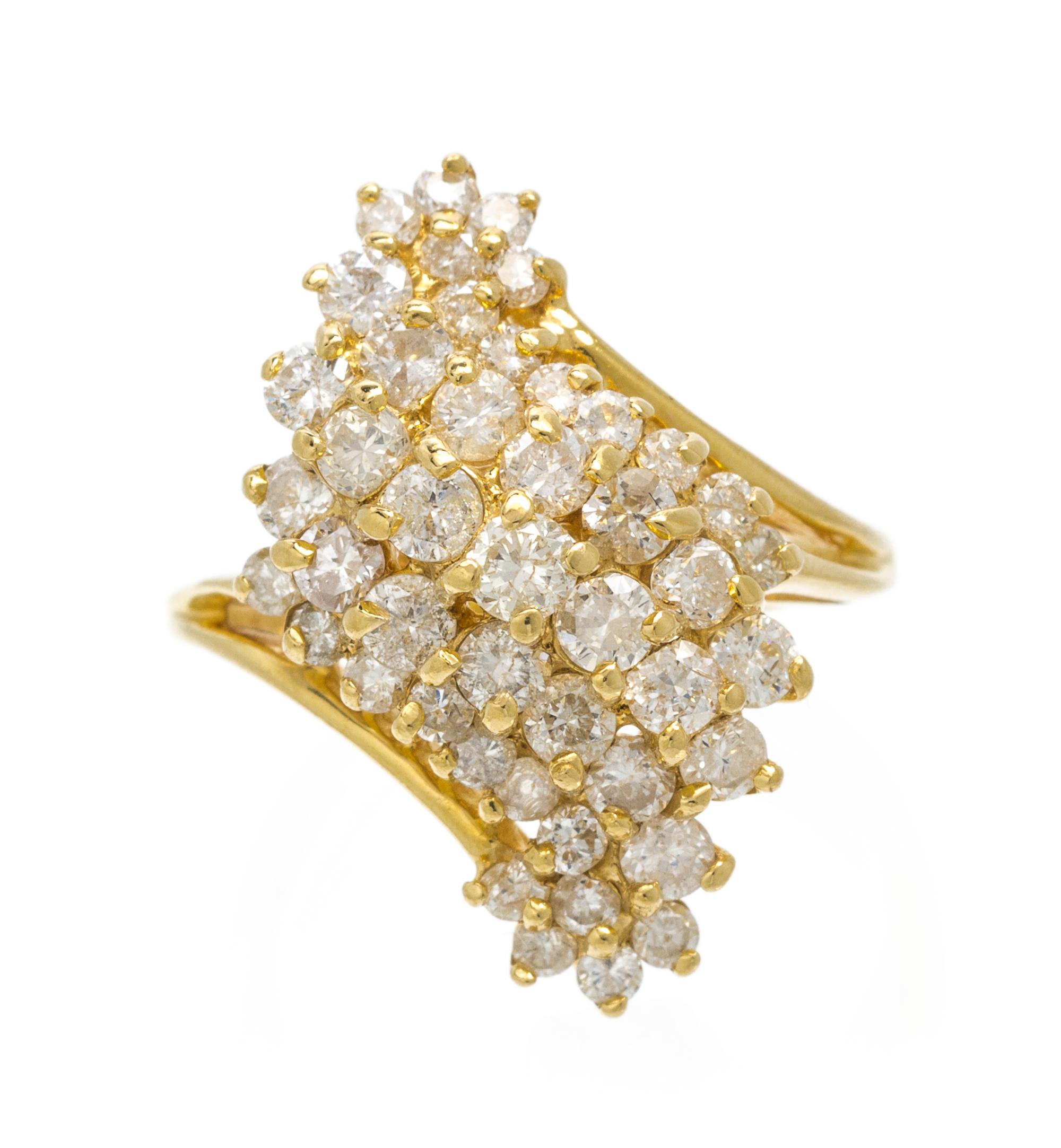 A 14 Karat Yellow Gold and Diamond Cocktail Ring, 3.60 dwts.