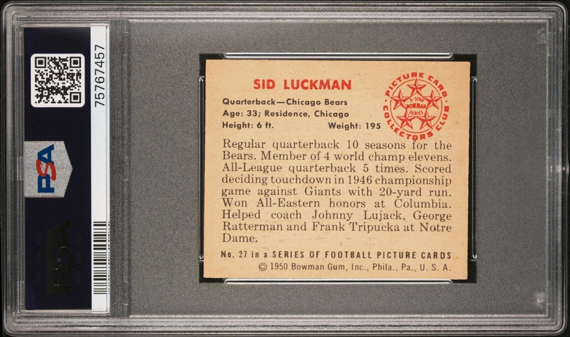 A Group of 1950 Bowman Chicago Bears PSA Graded Football Cards,