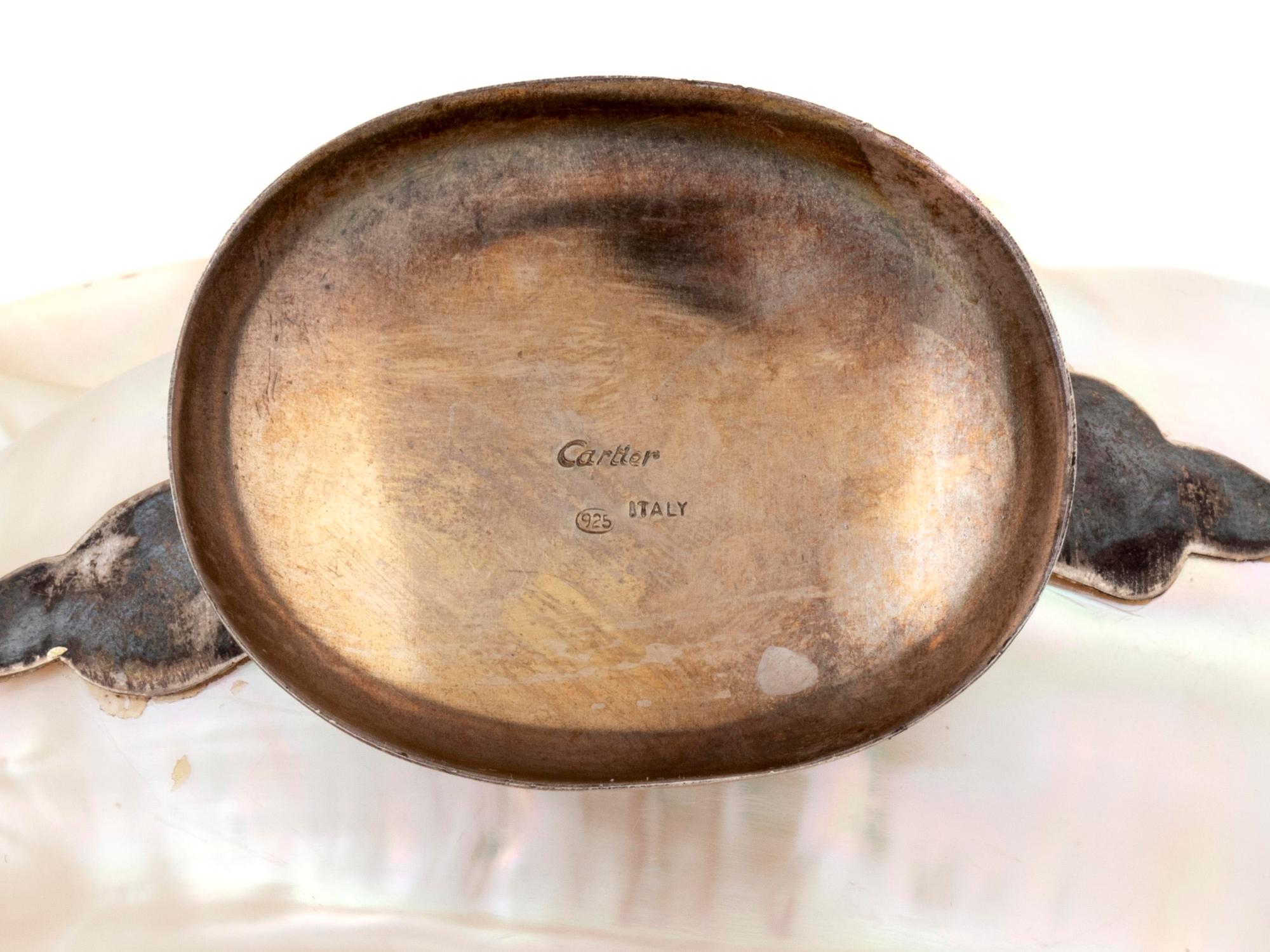 A Pair of Italian Silver Mounted Shell Salts — Cartier, Paris, 20th Century